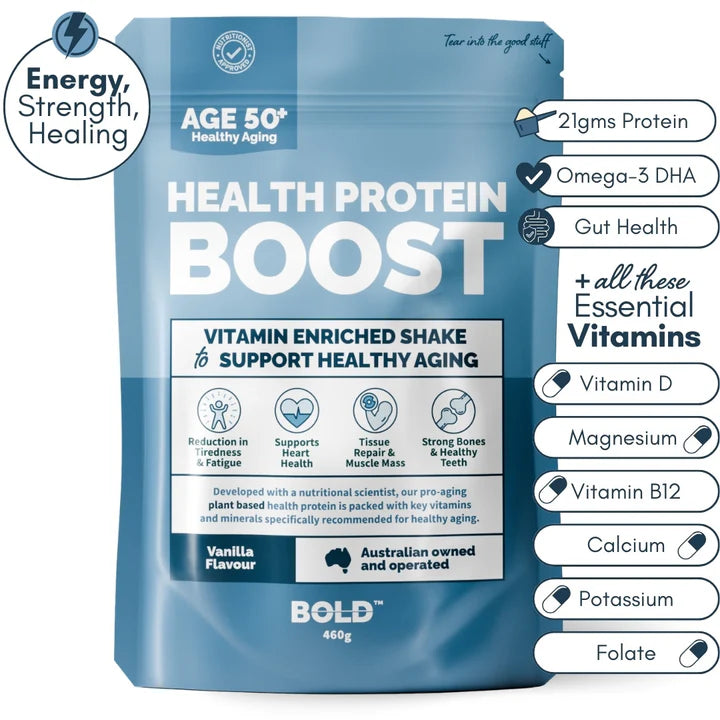 Health protein boost package with nutritional information